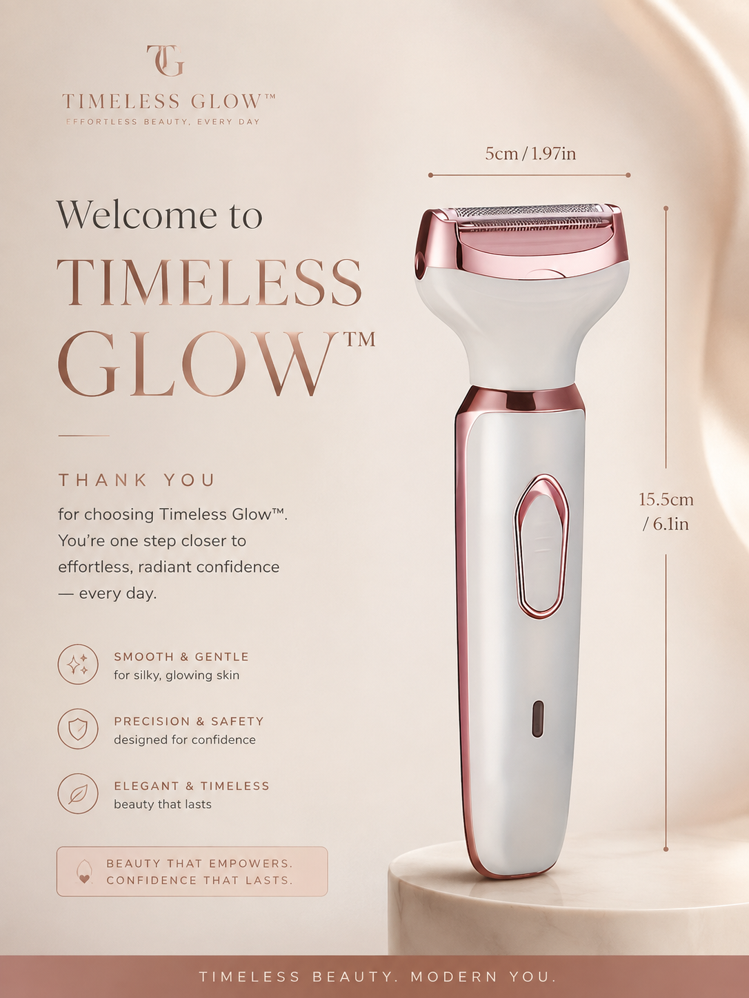 Timeless Glow 4-in-1 Ladies' Electric Epilator & Multi-Function Beauty Razor