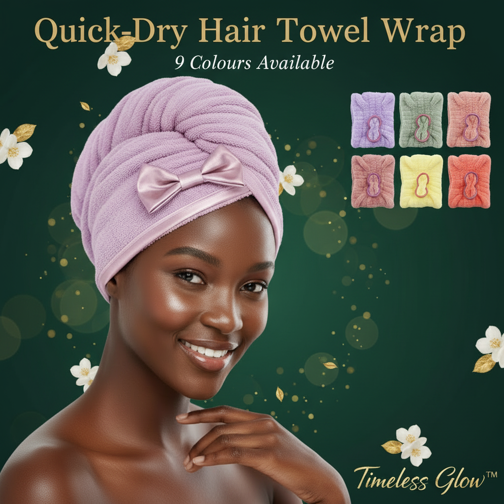 Timeless Glow™ Hair Towel Wrap – New Model & Background